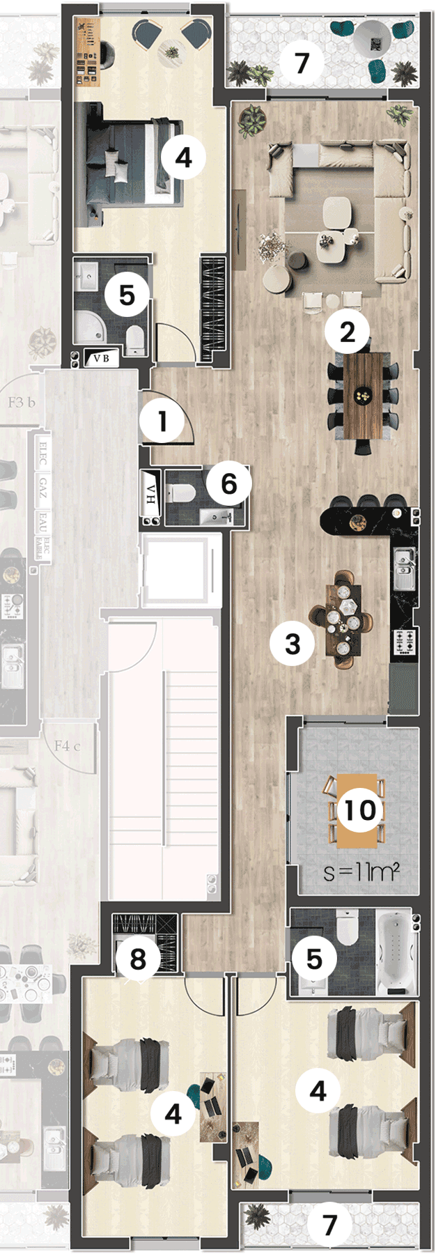 Bensiam F4 3 154.32m² plan